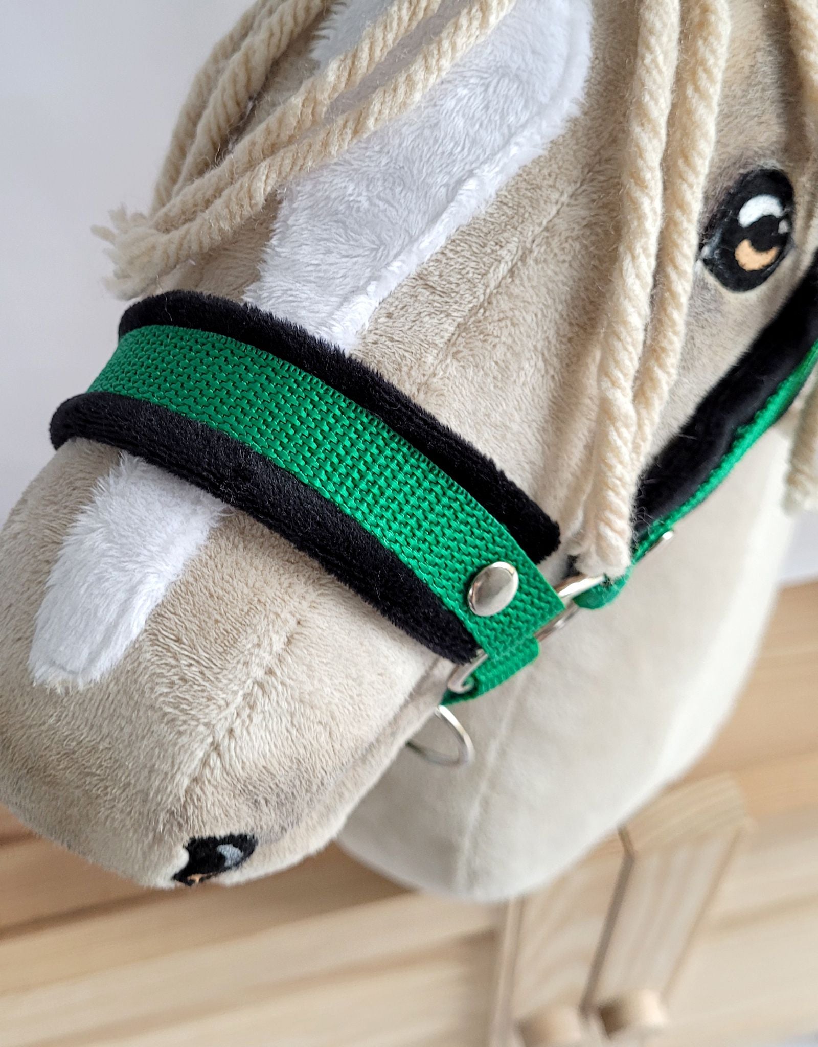 The adjustable halter for Hobby Horse A3 - green with black furry