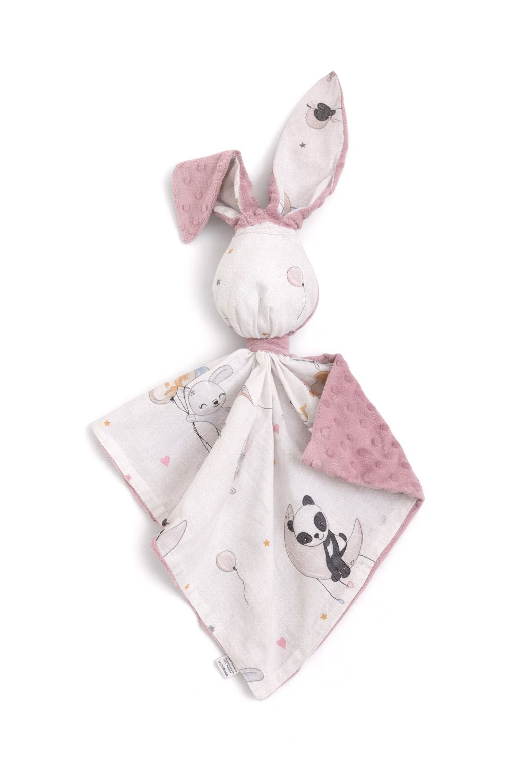 DOUDOU Cuddly bunny double-sided cotton and minky - Balloons - dusky pink