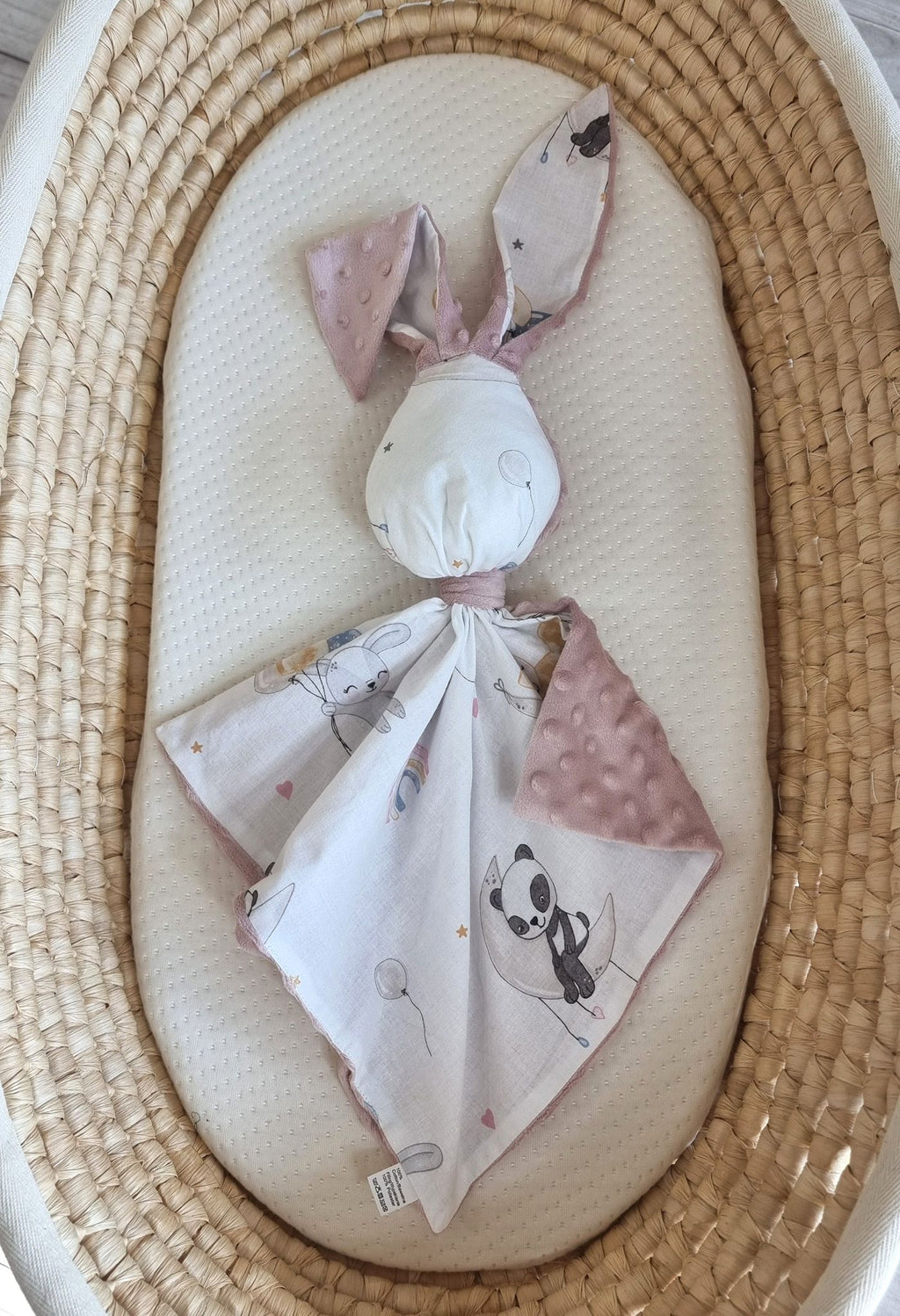 DOUDOU Cuddly bunny double-sided cotton and minky - Balloons - dusky pink