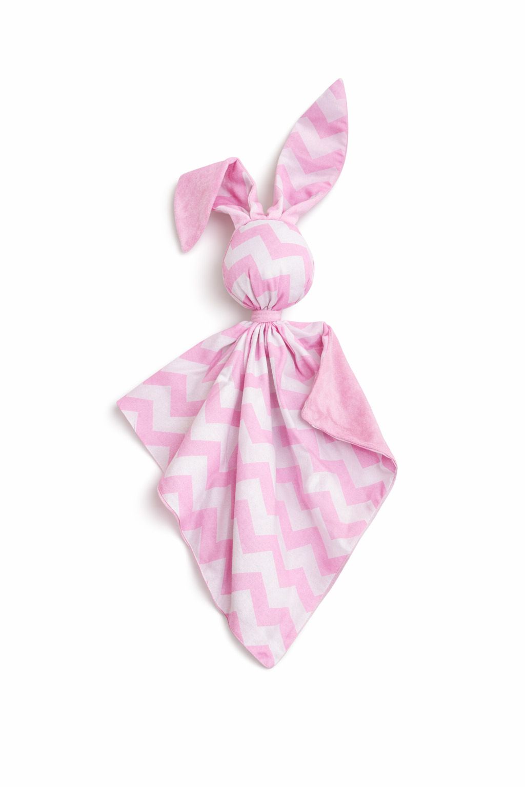 DOUDOU Cuddly bunny double-sided cotton and minky - Pink chevron - pink
