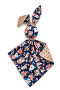 DOUDOU Cuddly bunny double-sided cotton and minky - Fox family - brown