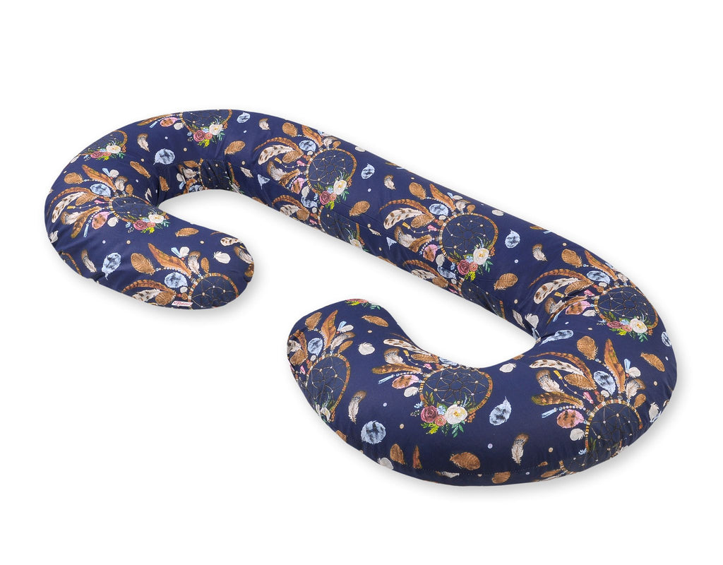Maternity Support Pillow C, removable pillowcase - dream catchers dark blue