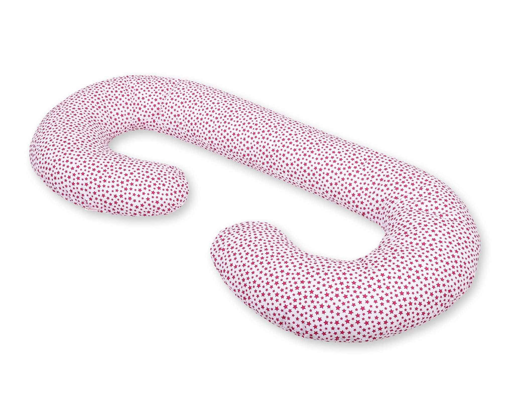 Cotton  pillowcase for pregnancy Pillow C - white-wine red stars
