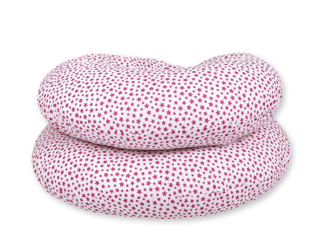 Cotton  pillowcase for pregnancy Pillow C - white-wine red stars