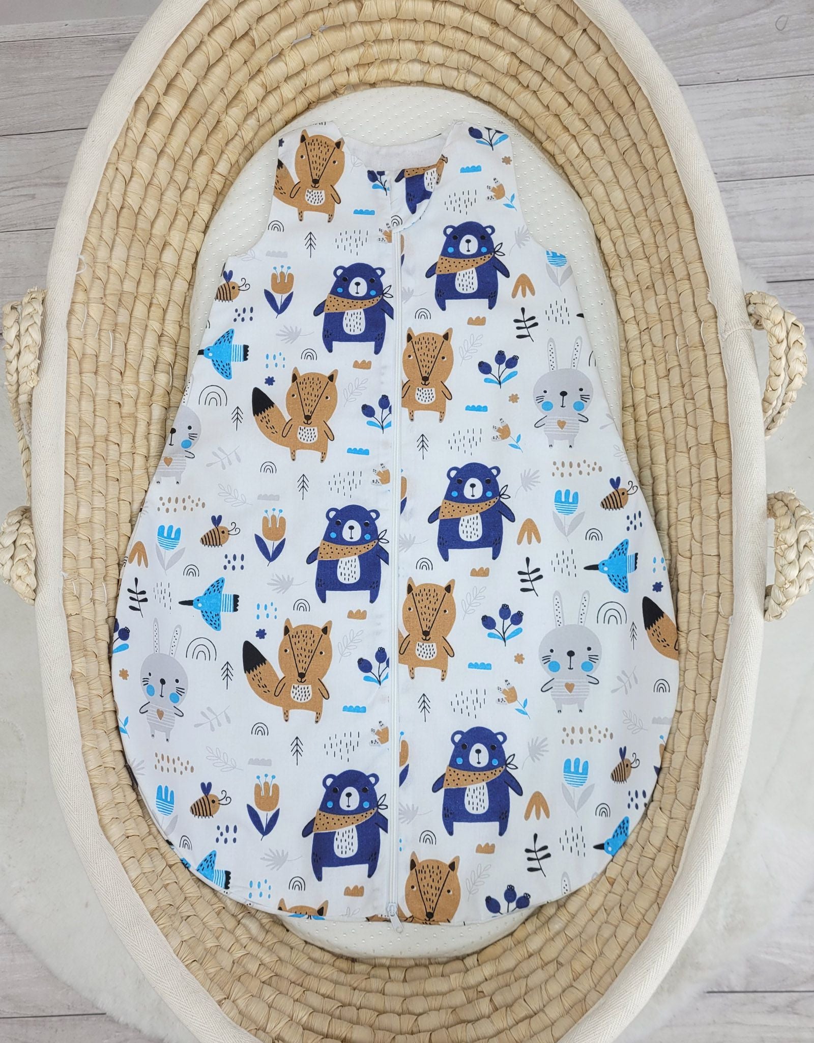 Cotton baby sleeping bag S 0-6 months for summer TOG 1.0 - navy blue bears