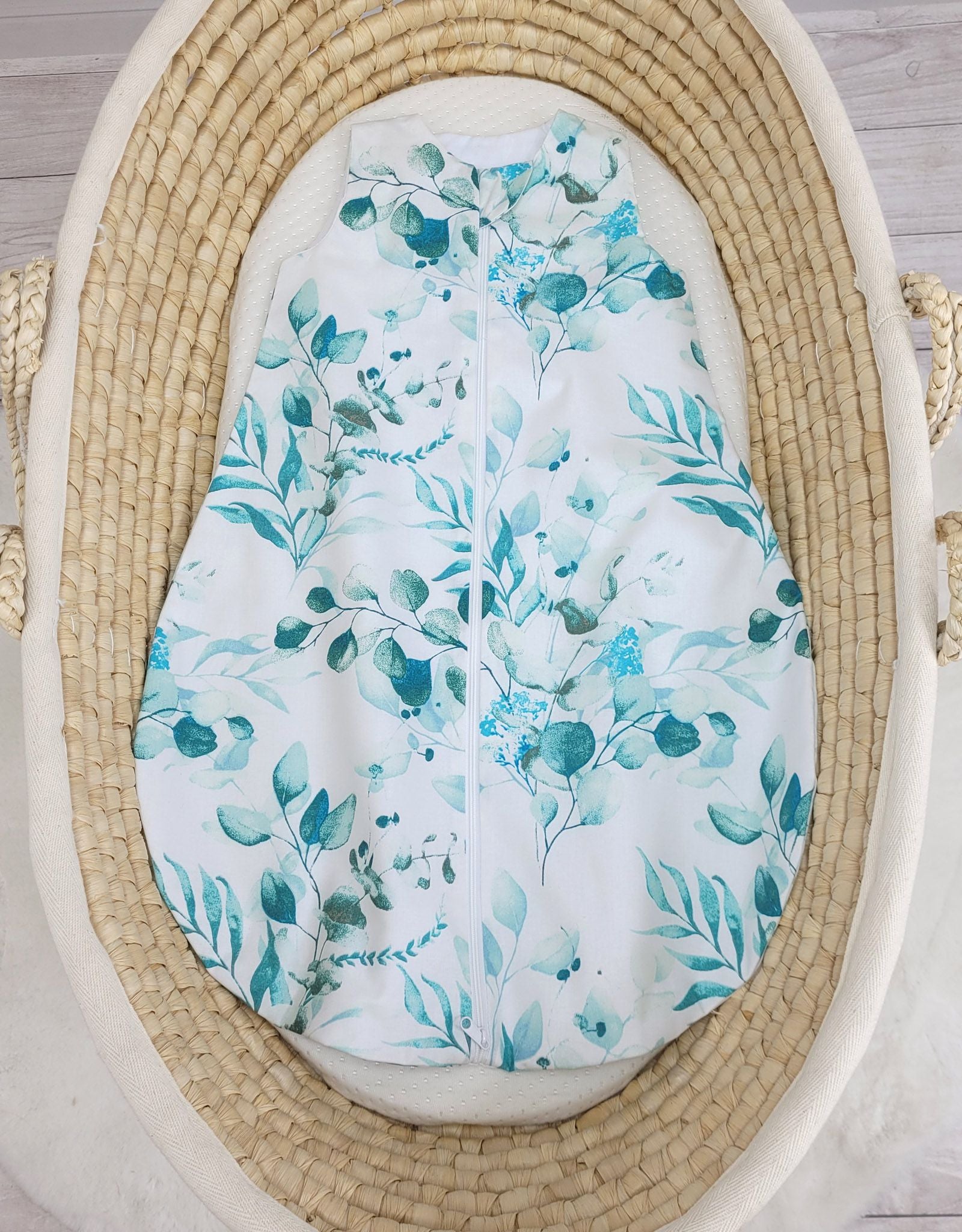 Cotton baby sleeping bag S 0-6 months for summer TOG 1.0 - eucaliptus mint