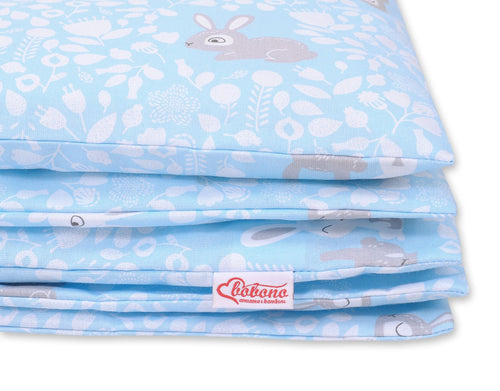 Baby cotton bedding set 2-pcs  135x100 cm- blue rabbits