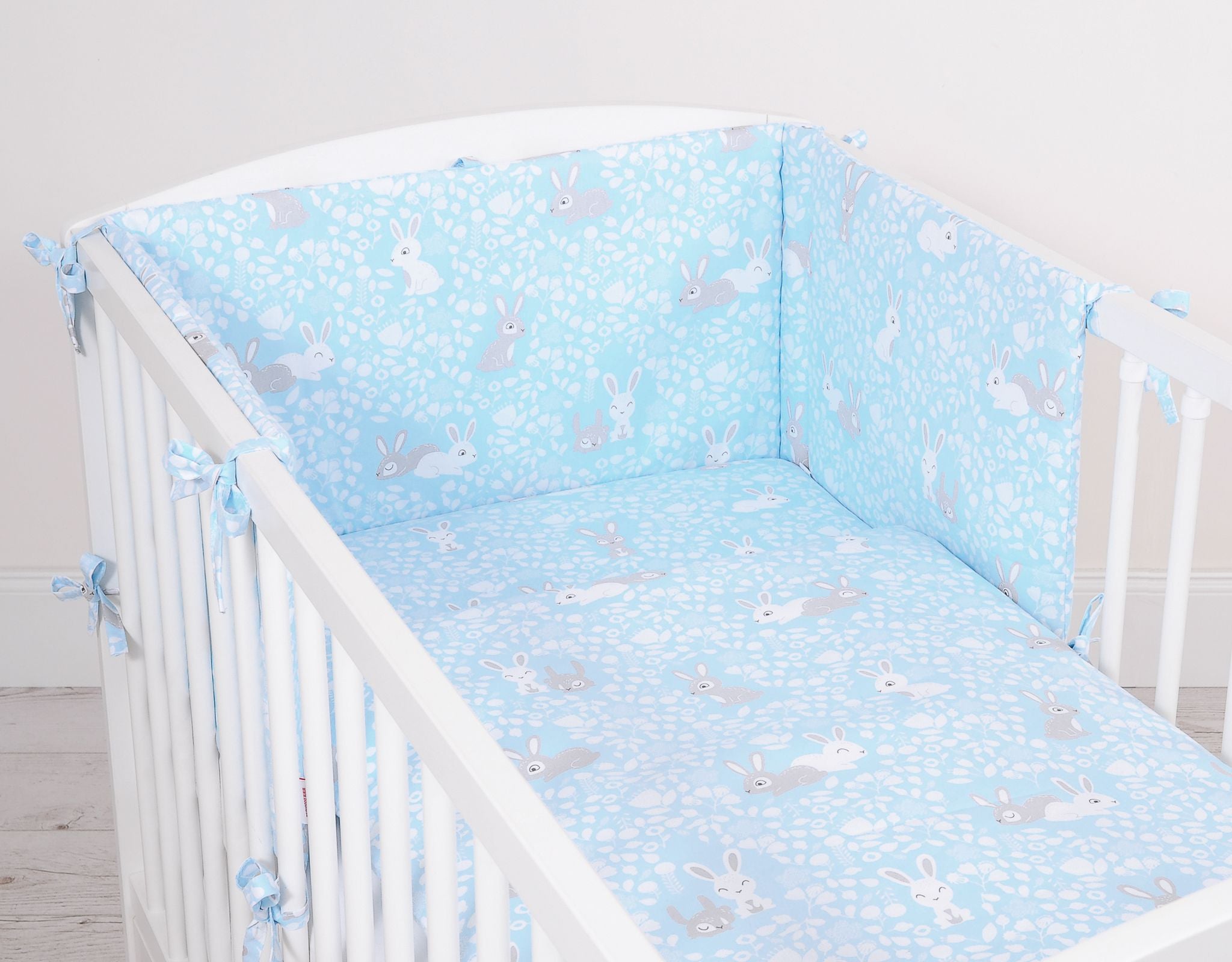 Baby cotton bedding set 2-pcs  135x100 cm- blue rabbits
