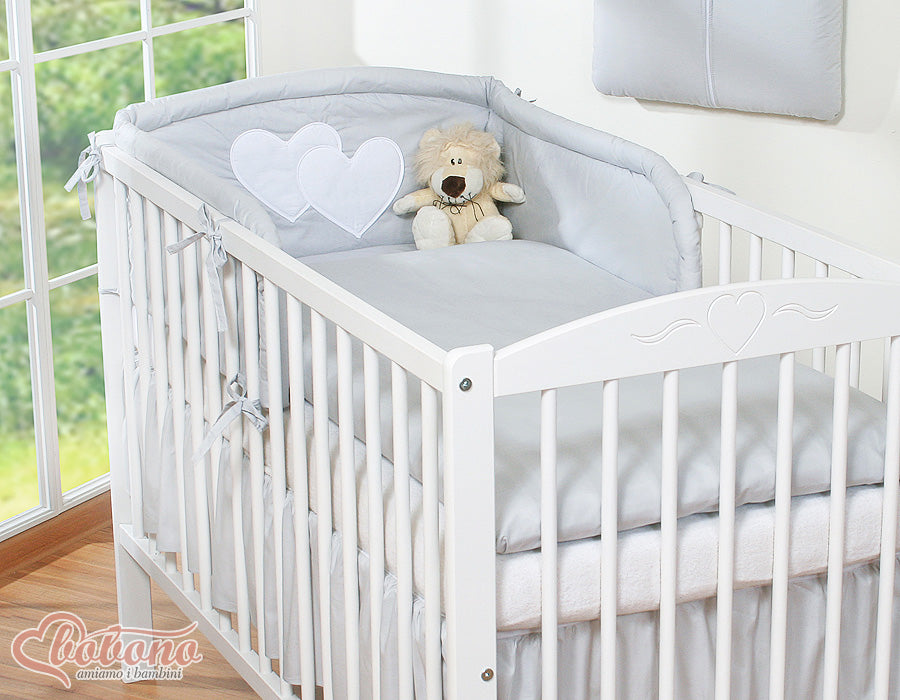 Bedding set 3-pcs 120x90 - Hanging Hearts grey