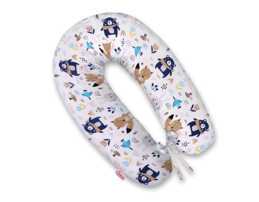 Cotton  pillowcase for pregnancy pillow Longer - Navy blue bears