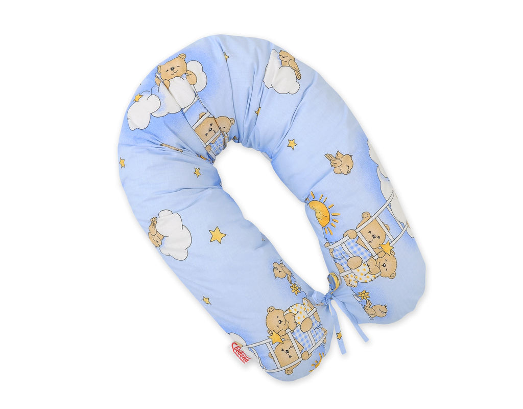 Cotton  pillowcase for pregnancy pillow Longer -  Blue teddy bears