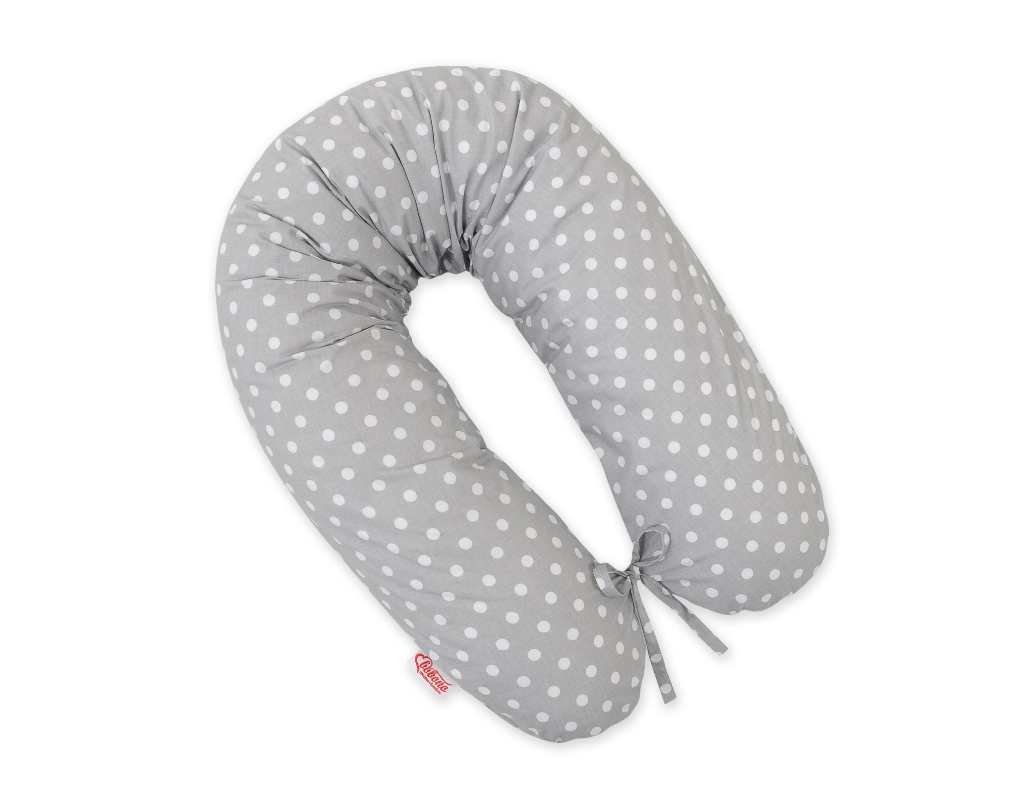 Cotton  pillowcase for pregnancy pillow Longer - White polka dots on grey