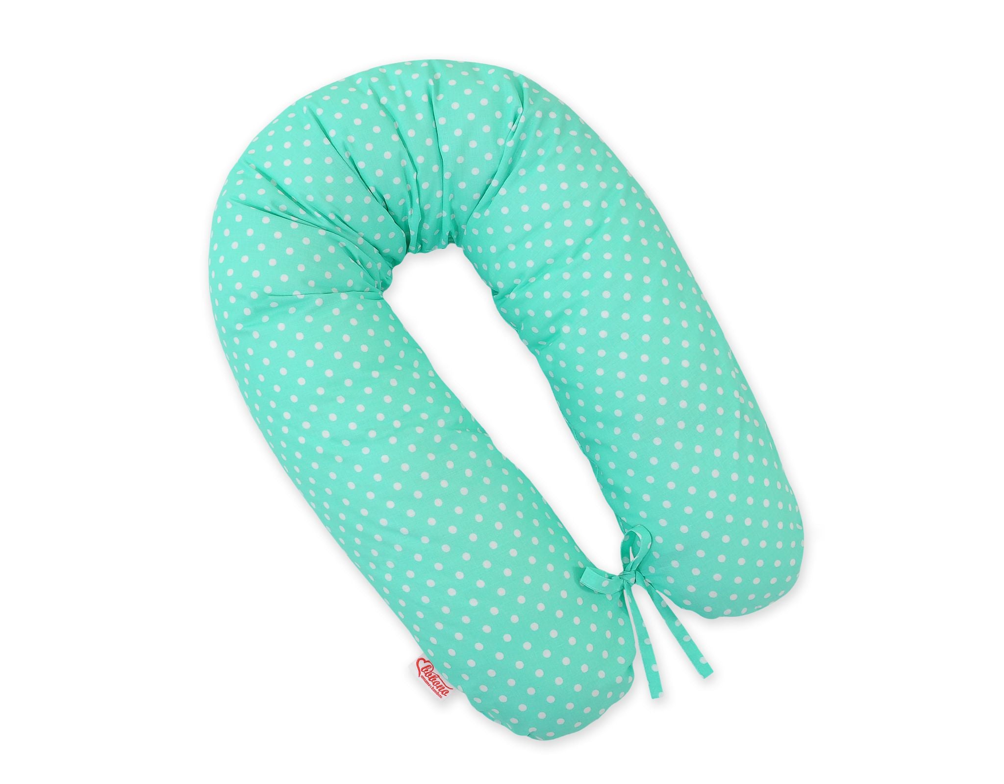 Cotton  pillowcase for pregnancy pillow Longer - White spots on mint