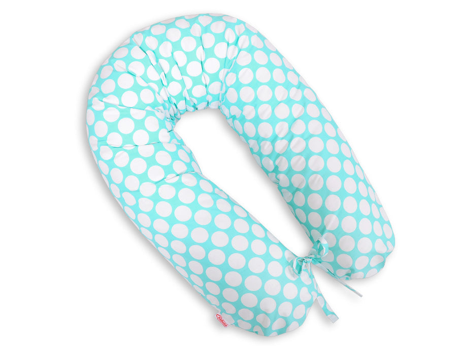 Cotton  pillowcase for pregnancy pillow Longer - Turquoise drops