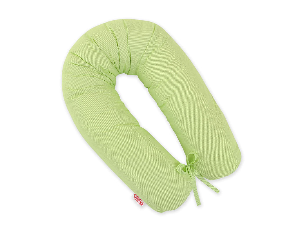Cotton  pillowcase for pregnancy pillow Longer - Green strips
