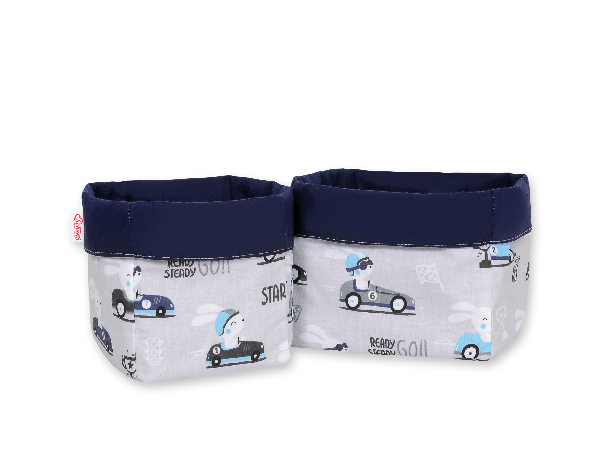 Set of 2 storage baskets - gray rabbits