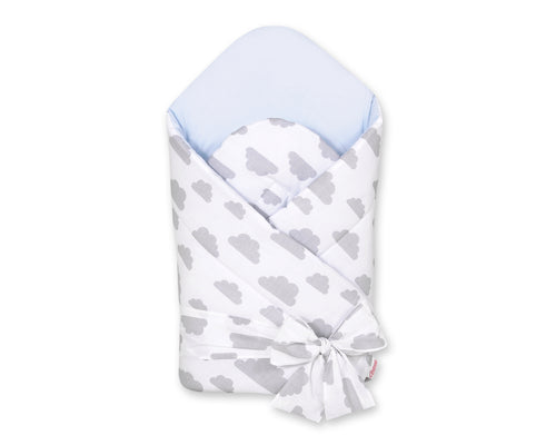 Baby nest 2in1 with stiffening with bow - clouds gray/blue