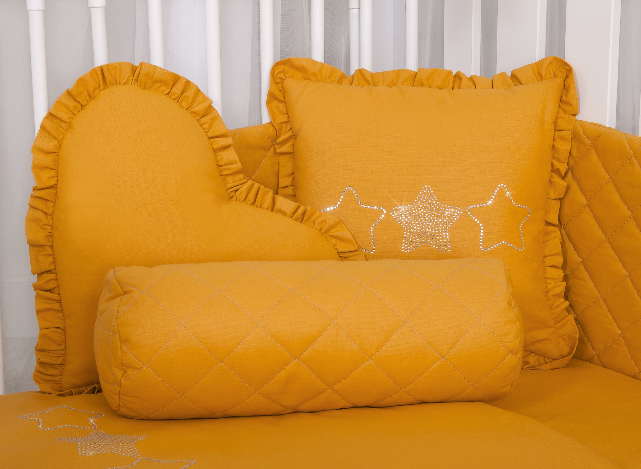 Decorative heart pillow - honey yellow