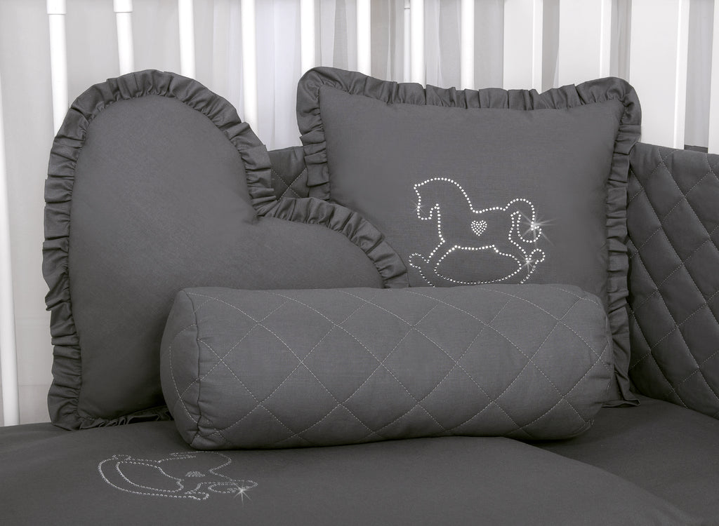 Decorative pillow with application - anthracite