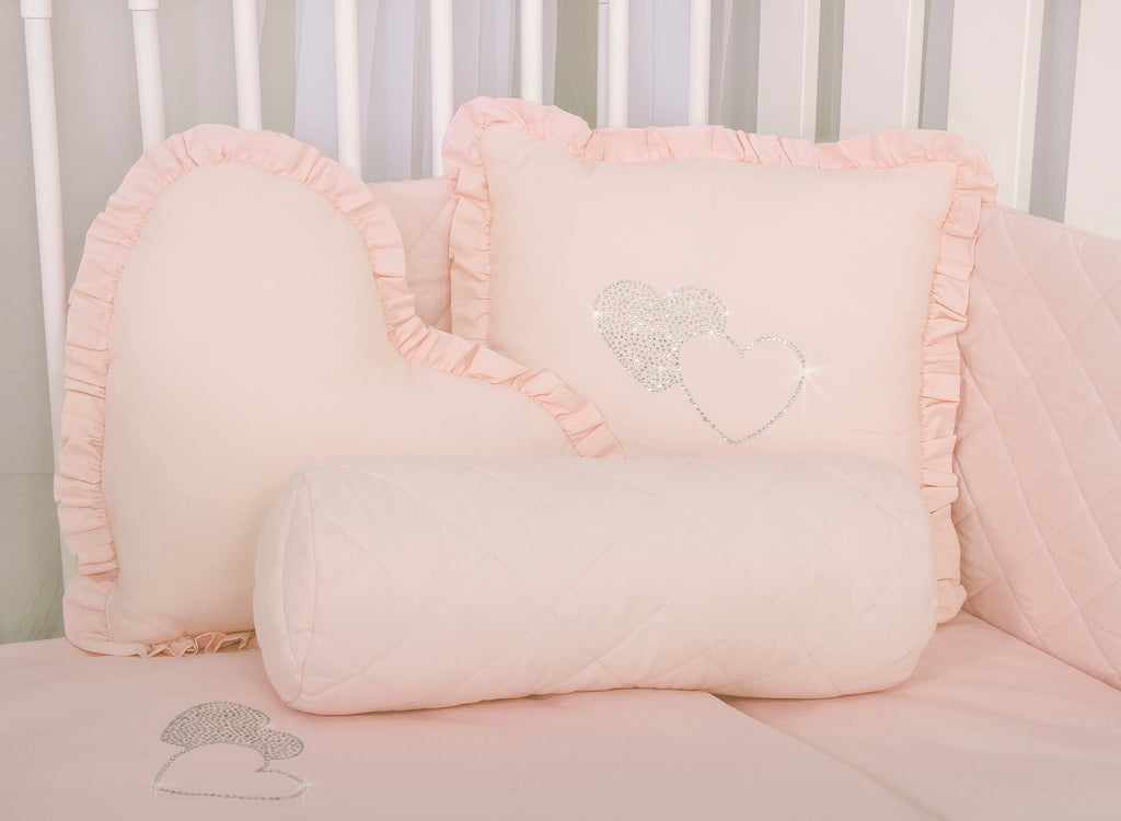 Decorative pillow with application - powder pink