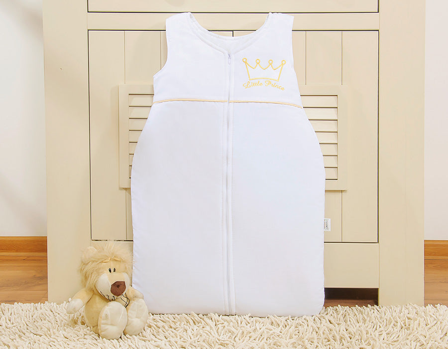 Cotton sleeping bag for children, size M, 6-12 months, TOG 2.5, all-season, Little Prince white