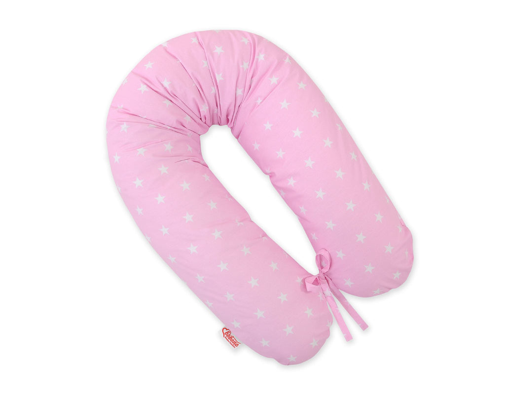 Pregnancy pillow- Longer, removable pillowcase - Stars on pink