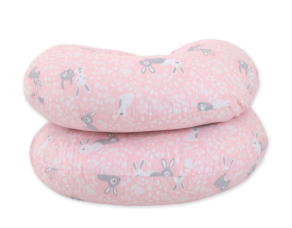 Cotton  pillowcase for pregnancy Pillow C - Pink rabbits