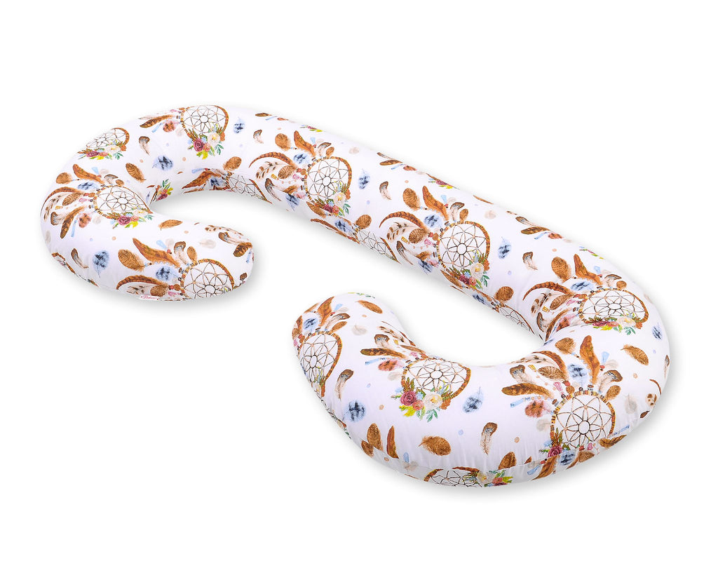 Maternity Support Pillow C, removable pillowcase - dream catchers white