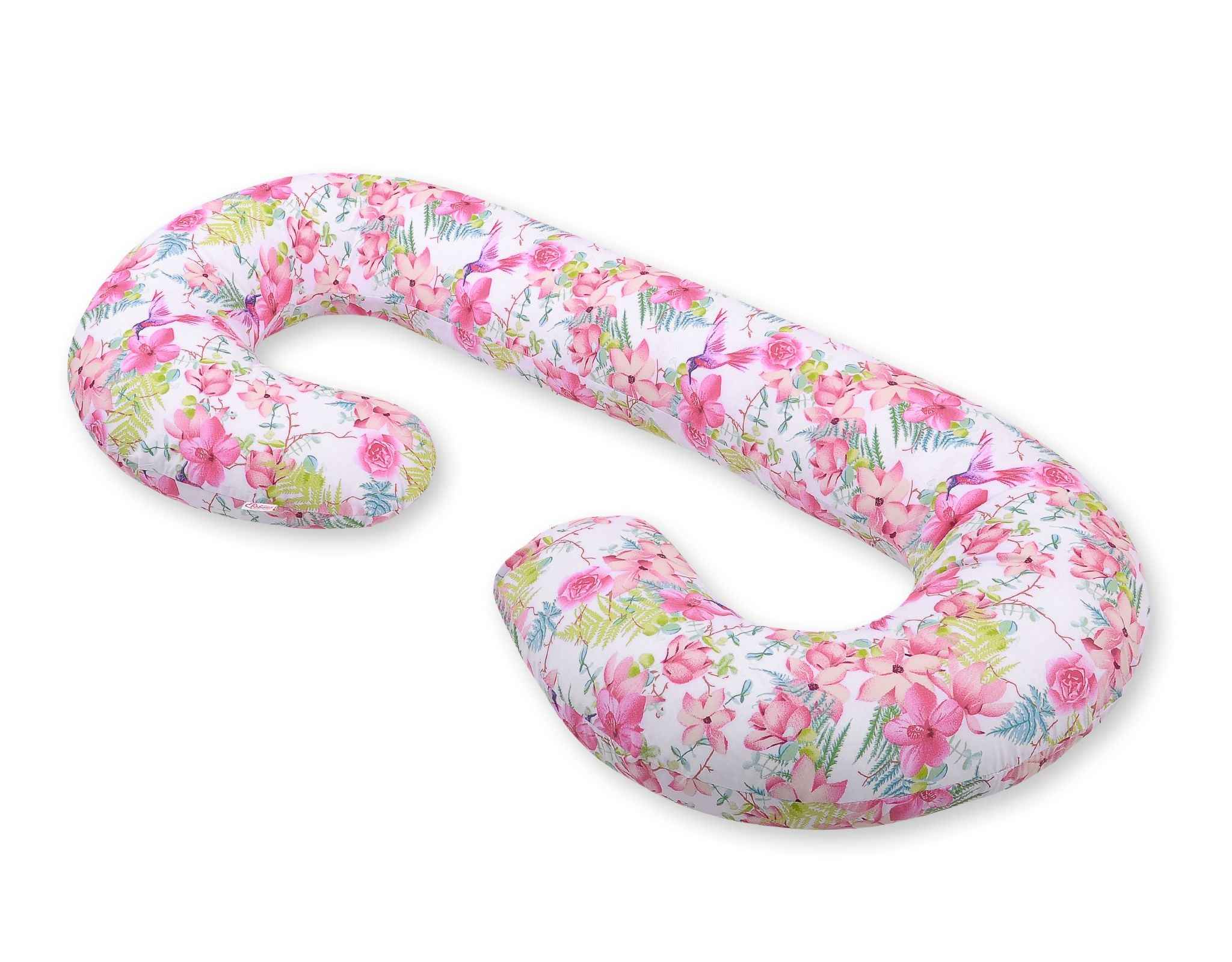 Cotton  pillowcase for pregnancy Pillow C - hummingbirds in flowers
