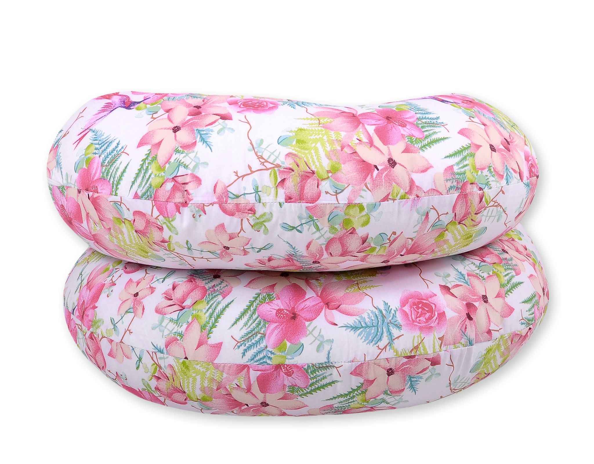 Cotton  pillowcase for pregnancy Pillow C - hummingbirds in flowers