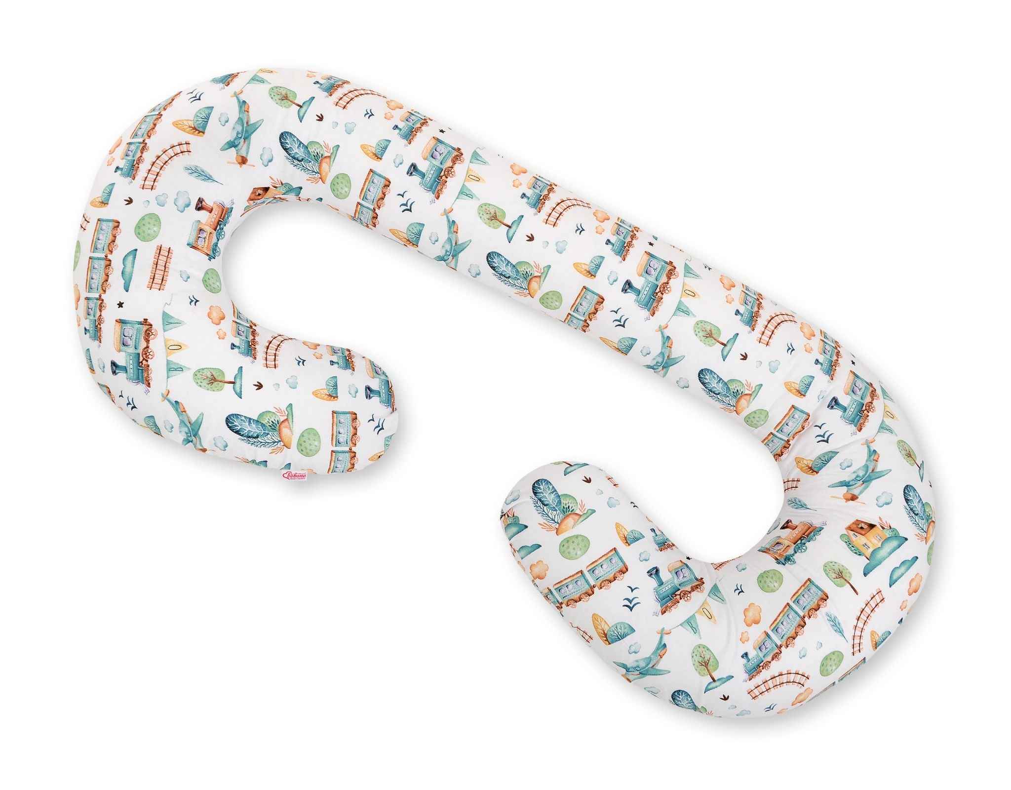 Cotton  pillowcase for pregnancy Pillow C - turquoise train