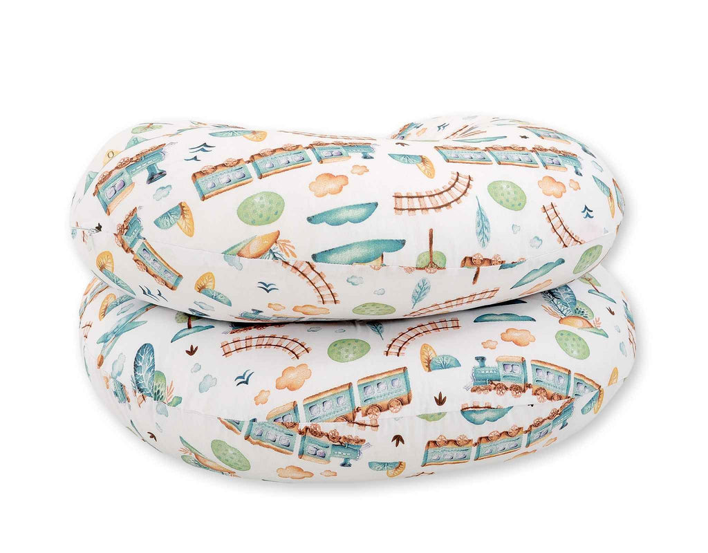 Cotton  pillowcase for pregnancy Pillow C - turquoise train