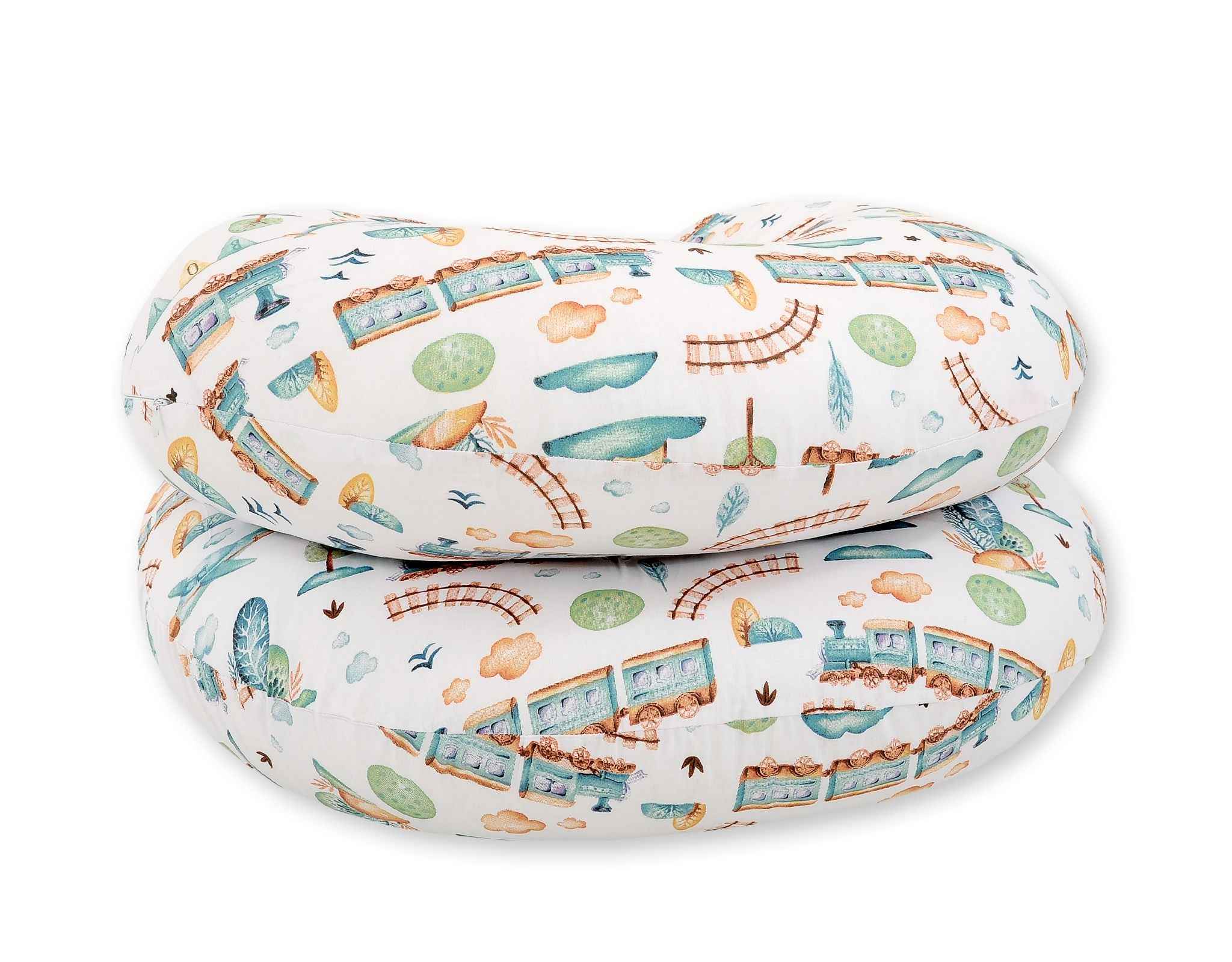 Cotton  pillowcase for pregnancy Pillow C - turquoise train