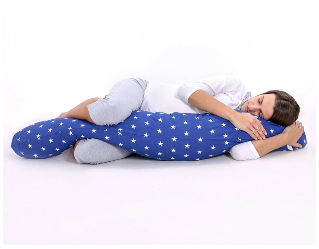 Pregnancy pillow- Longer, removable pillowcase - Owls on blue