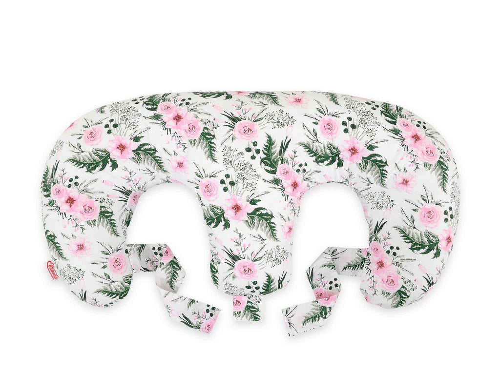 Replacement Cover for Bobono Twin Nursing Pillow – 100% Cotton - peony flower pink