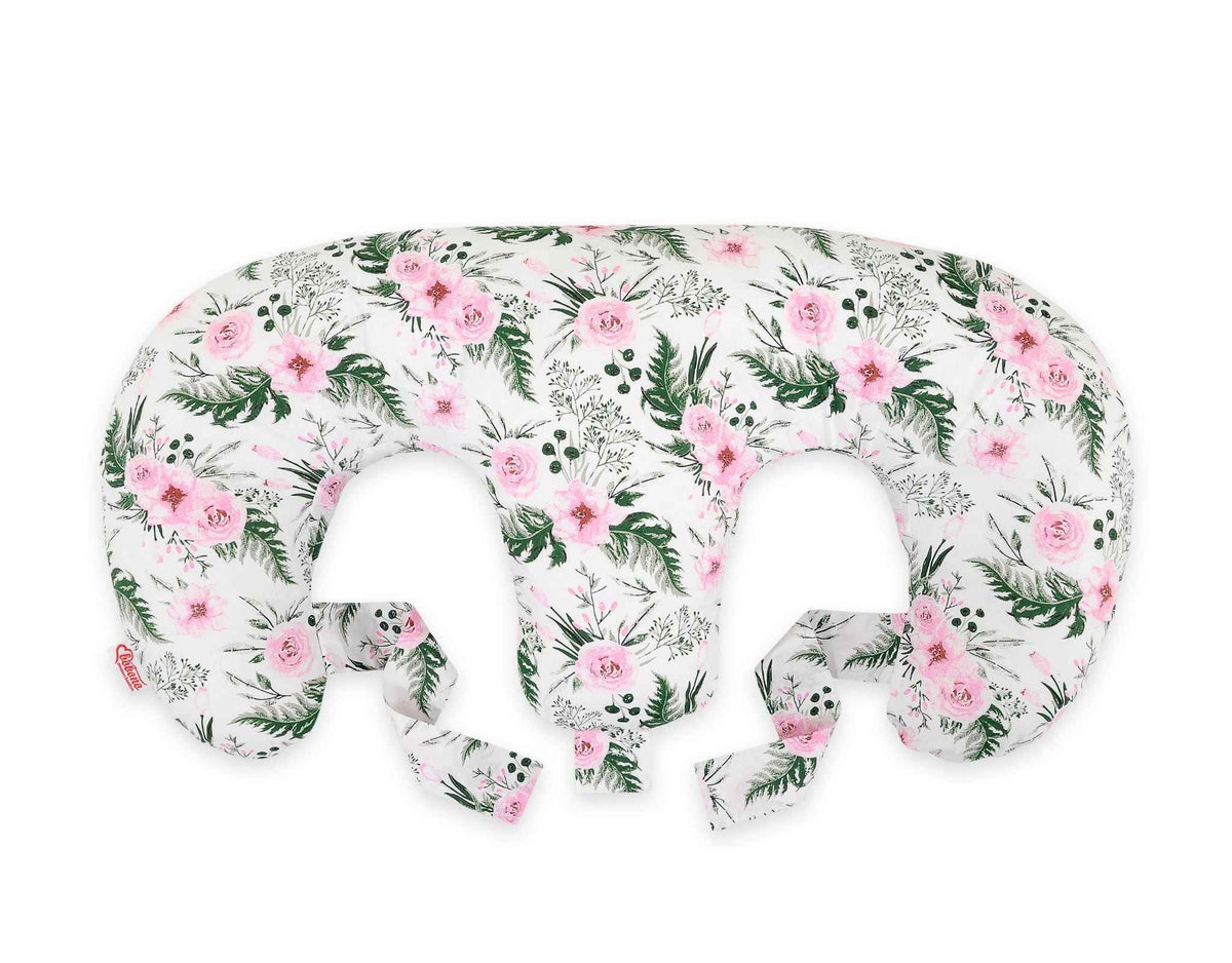 Replacement Cover for Bobono Twin Nursing Pillow – 100% Cotton - peony flower pink