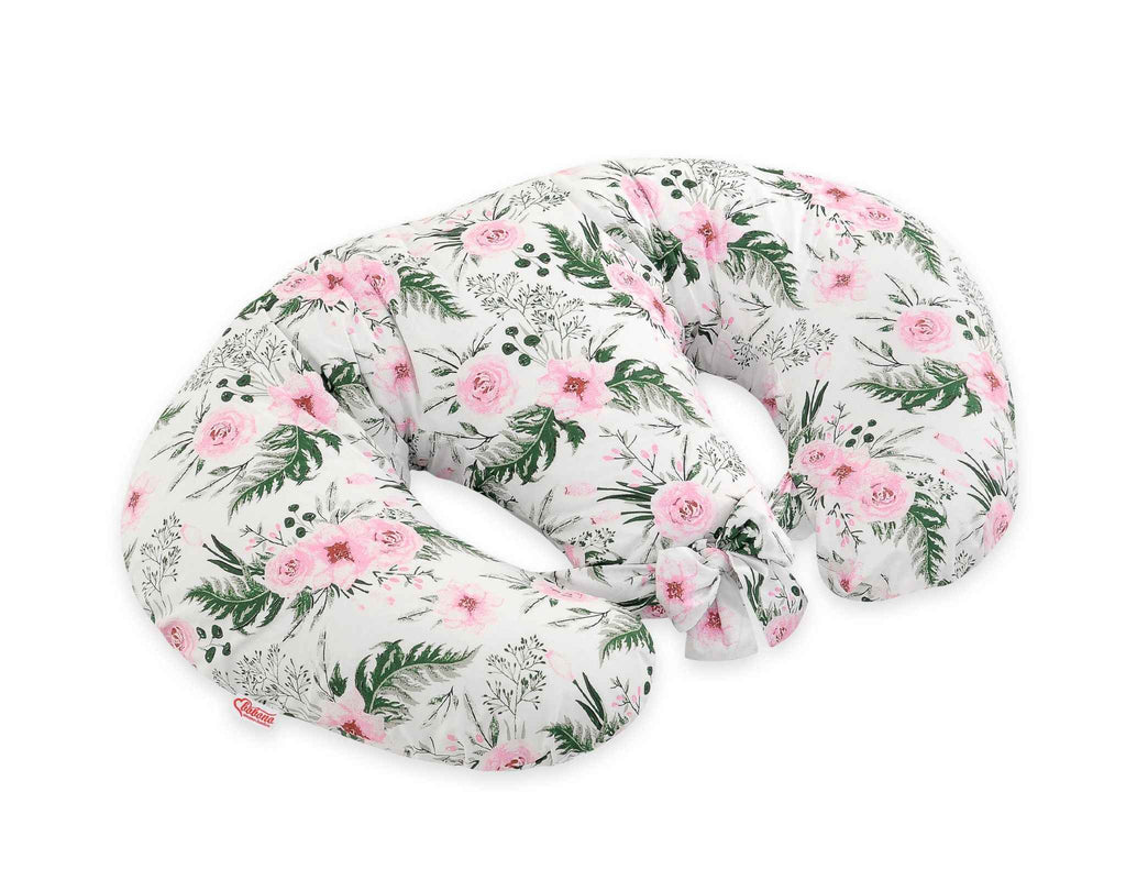 Replacement Cover for Bobono Twin Nursing Pillow – 100% Cotton - peony flower pink