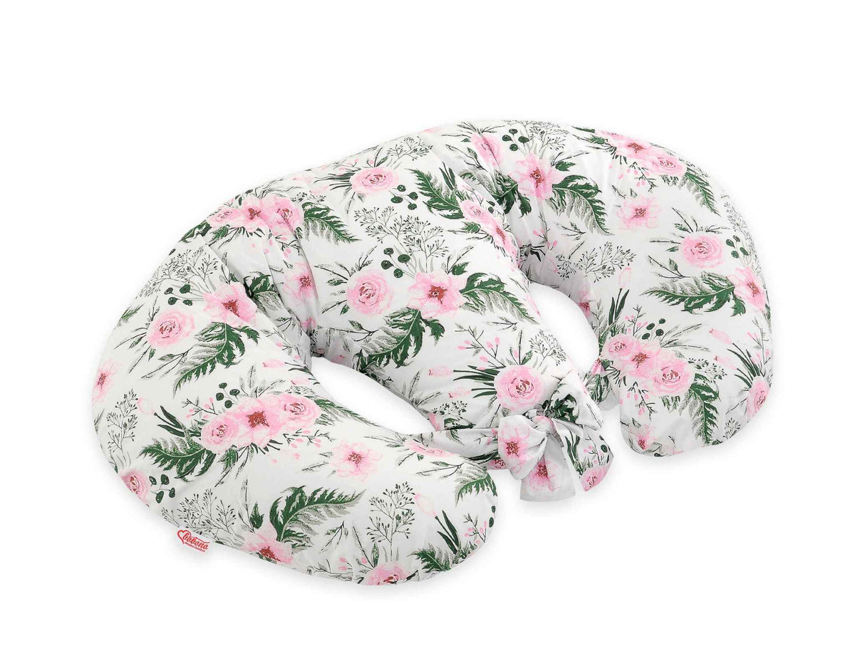 Replacement Cover for Bobono Twin Nursing Pillow – 100% Cotton - peony flower pink