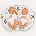 Twin nursing pillow, Breastfeeding Croissant Pillow, removable, Hands-Free Feeding- navy blue bears