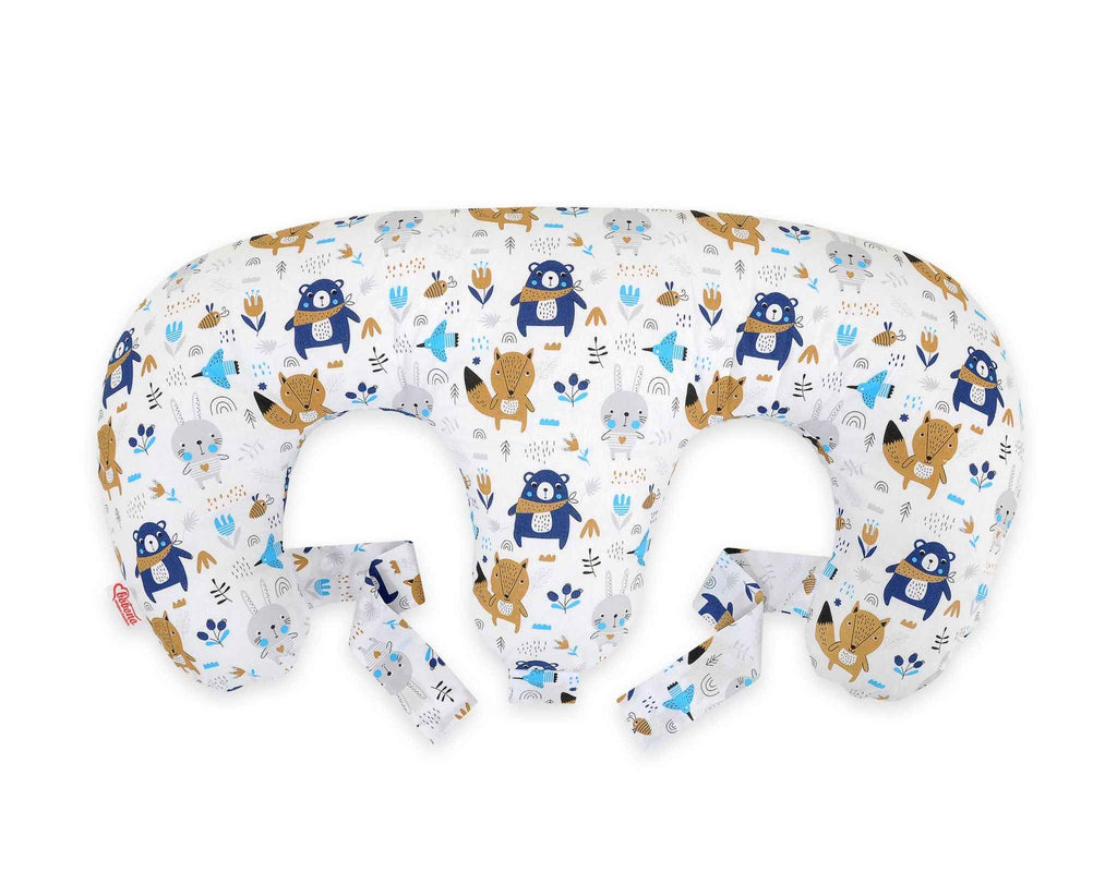 Replacement Cover for Bobono Twin Nursing Pillow – 100% Cotton - Free Feeding- navy blue bears