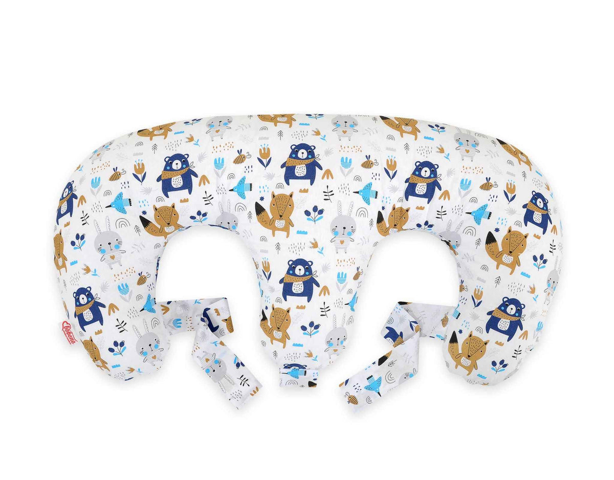 Replacement Cover for Bobono Twin Nursing Pillow – 100% Cotton - Free Feeding- navy blue bears