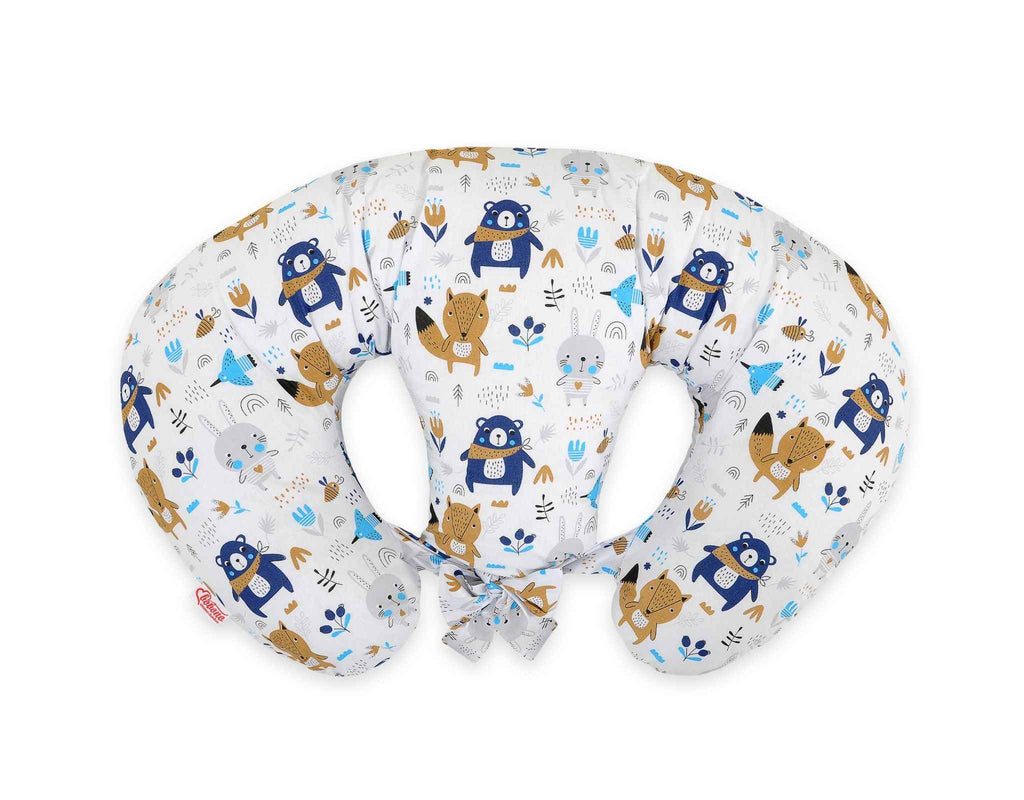 Replacement Cover for Bobono Twin Nursing Pillow – 100% Cotton - Free Feeding- navy blue bears