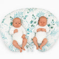 Twin nursing pillow, Breastfeeding Croissant Pillow, removable, Hands-Free Feeding- eucaliptus mint