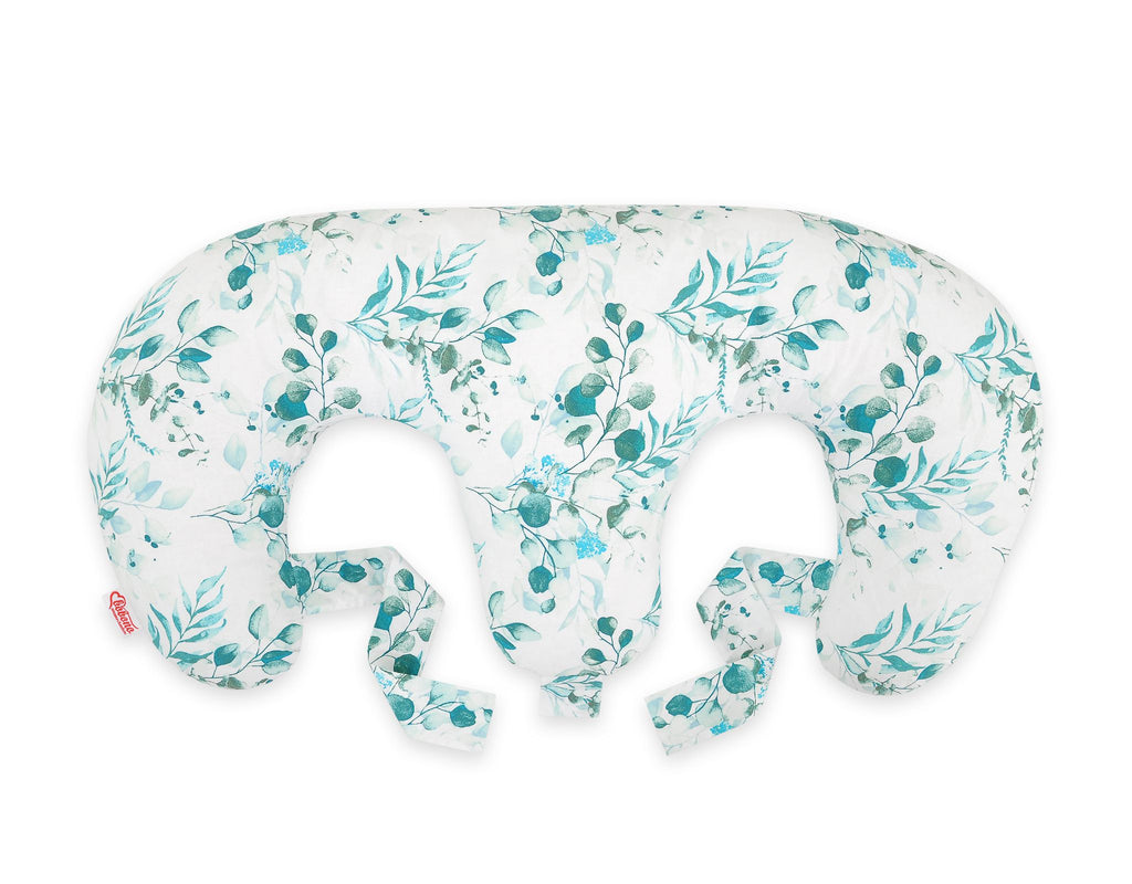 Twin nursing pillow, Breastfeeding Croissant Pillow, removable, Hands-Free Feeding- eucaliptus mint