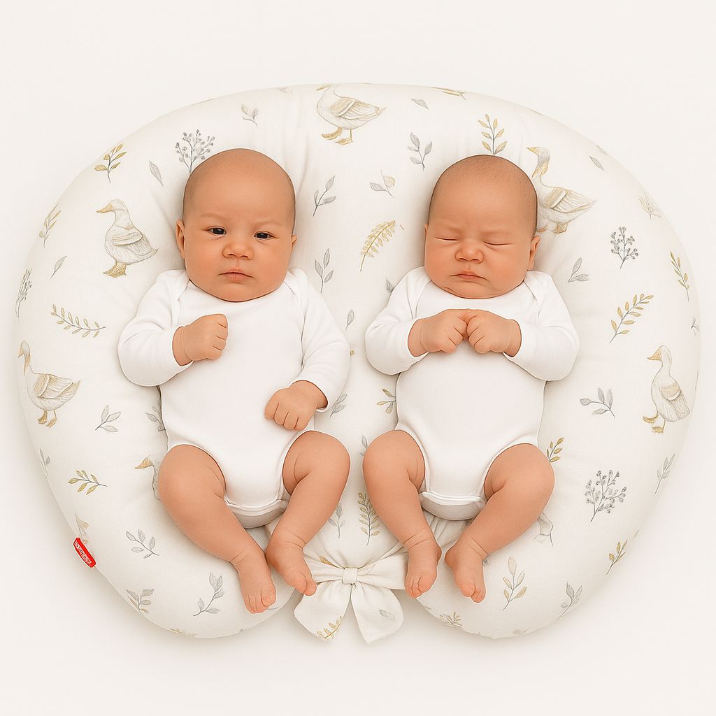 Twin nursing pillow, Breastfeeding Croissant Pillow, removable, Hands-Free Feeding- gooses