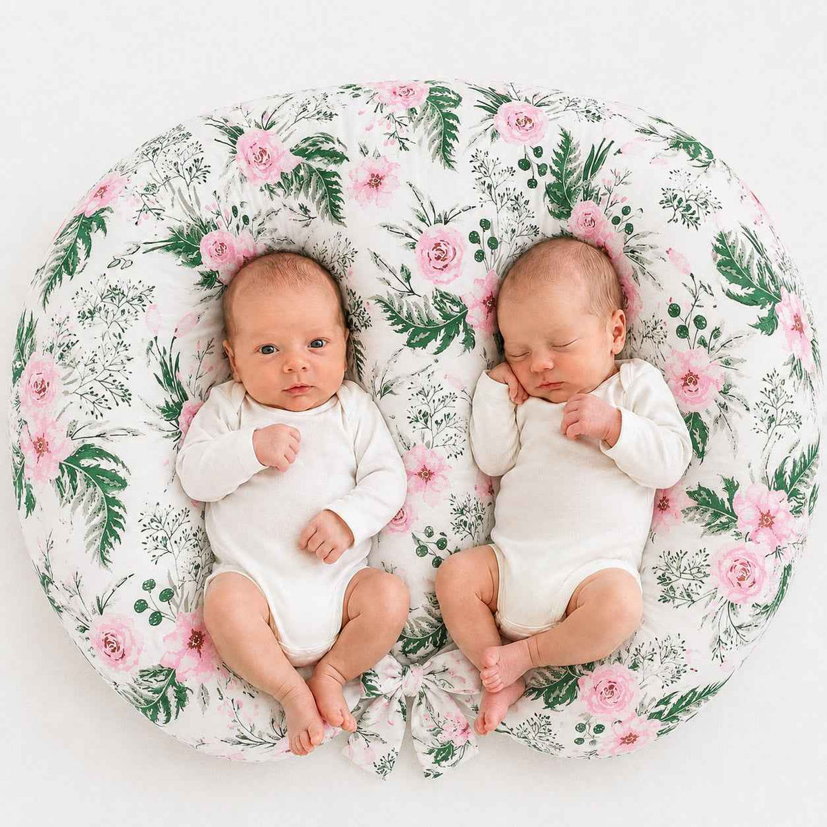 Replacement Cover for Bobono Twin Nursing Pillow – 100% Cotton - peony flower pink