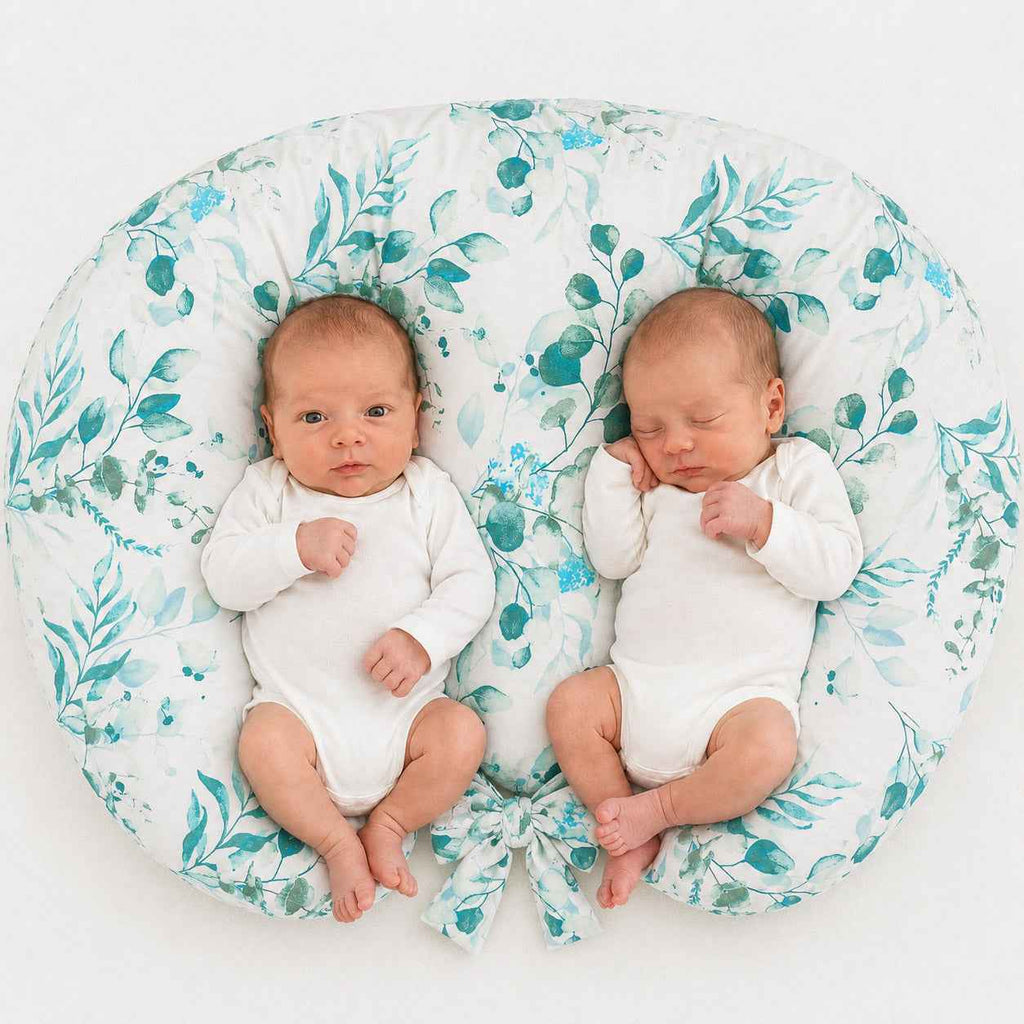 Replacement Cover for Bobono Twin Nursing Pillow – 100% Cotton - eucaliptus mint