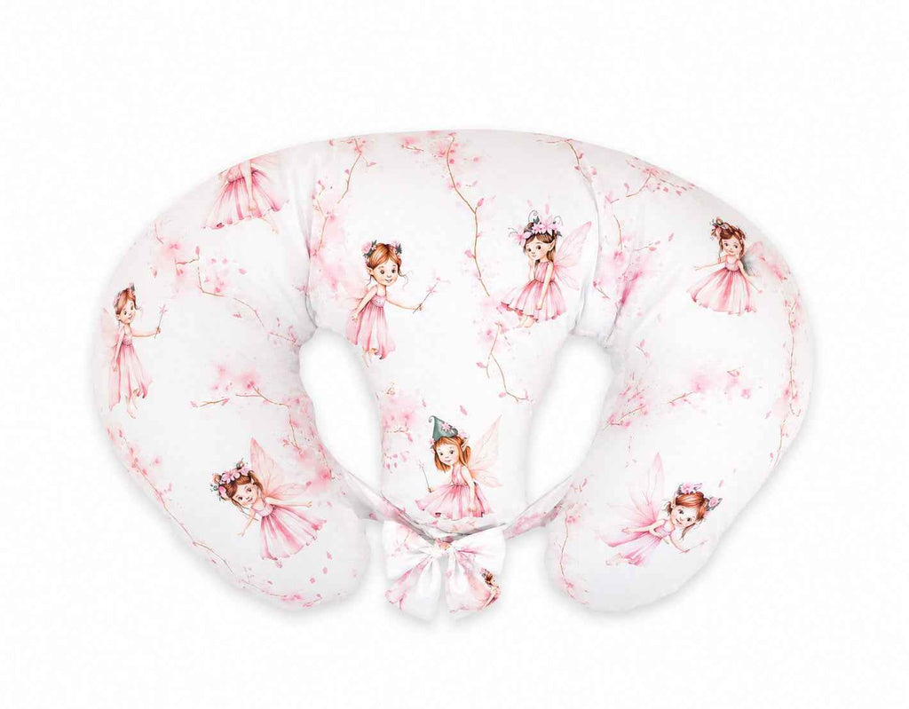 Twin nursing pillow, Breastfeeding Croissant Pillow, removable, Hands-Free Feeding- Blossom Fairies