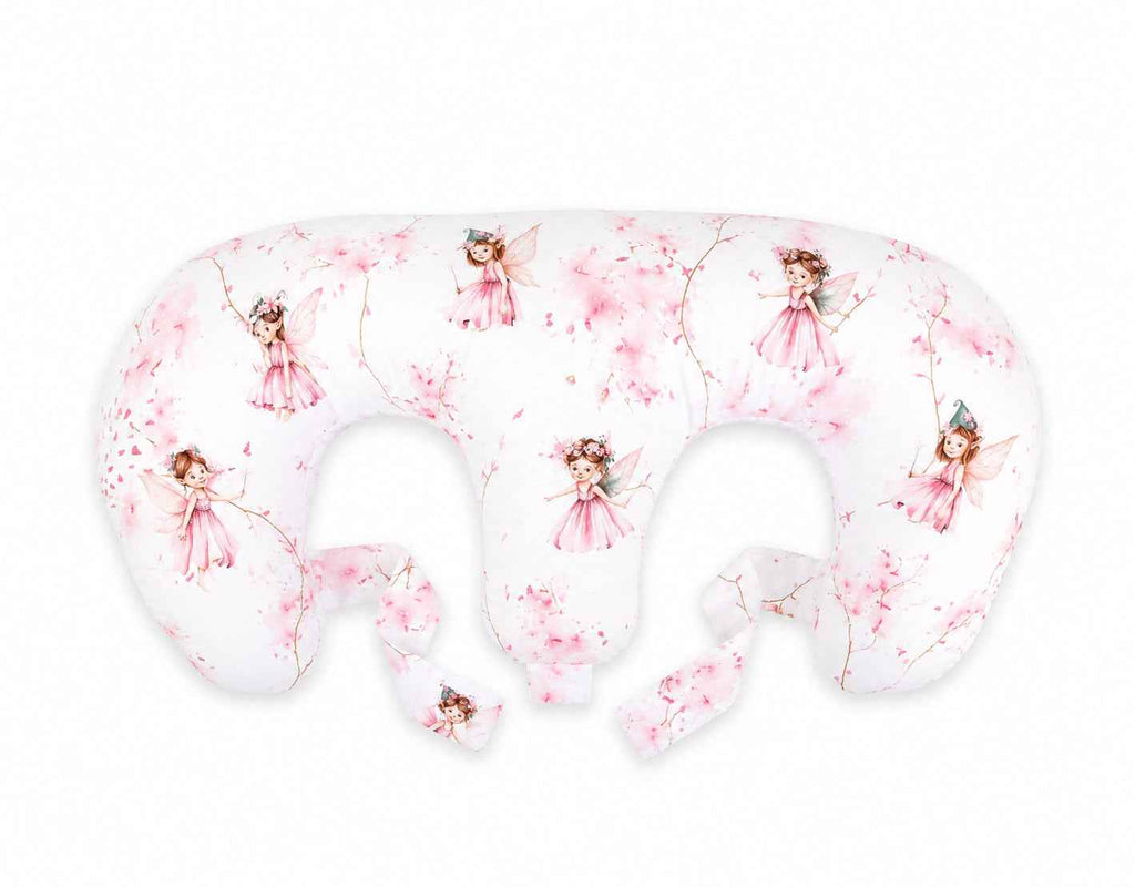 Twin nursing pillow, Breastfeeding Croissant Pillow, removable, Hands-Free Feeding- Blossom Fairies