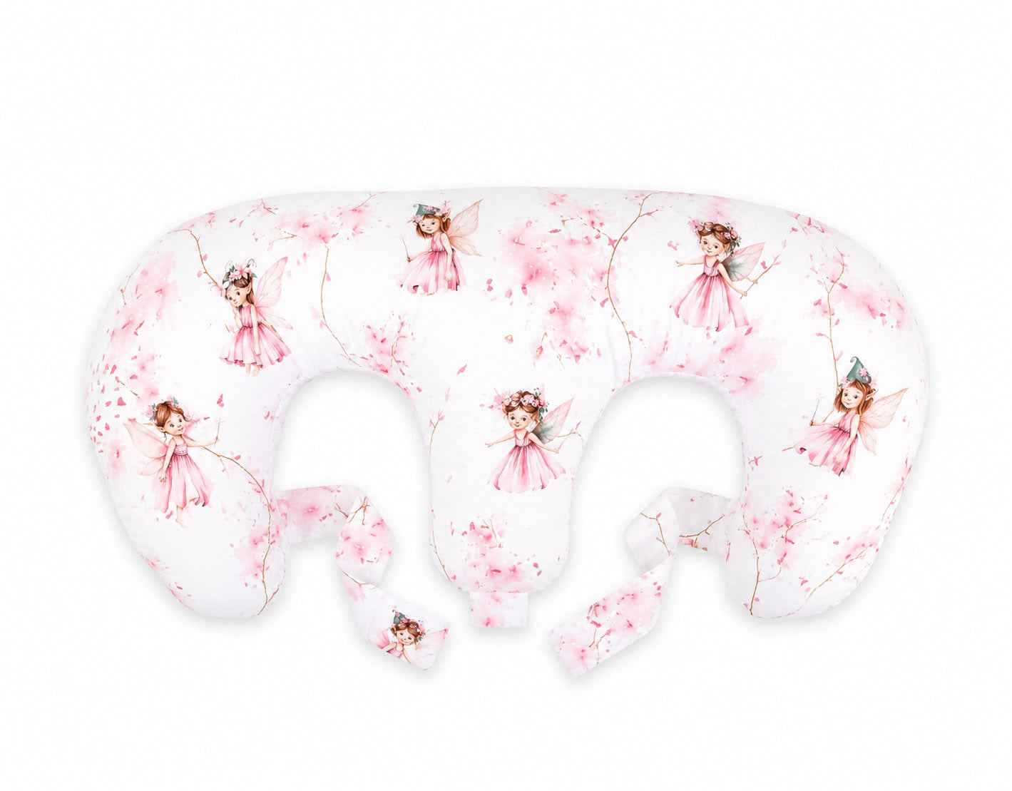 Twin nursing pillow, Breastfeeding Croissant Pillow, removable, Hands-Free Feeding- Blossom Fairies
